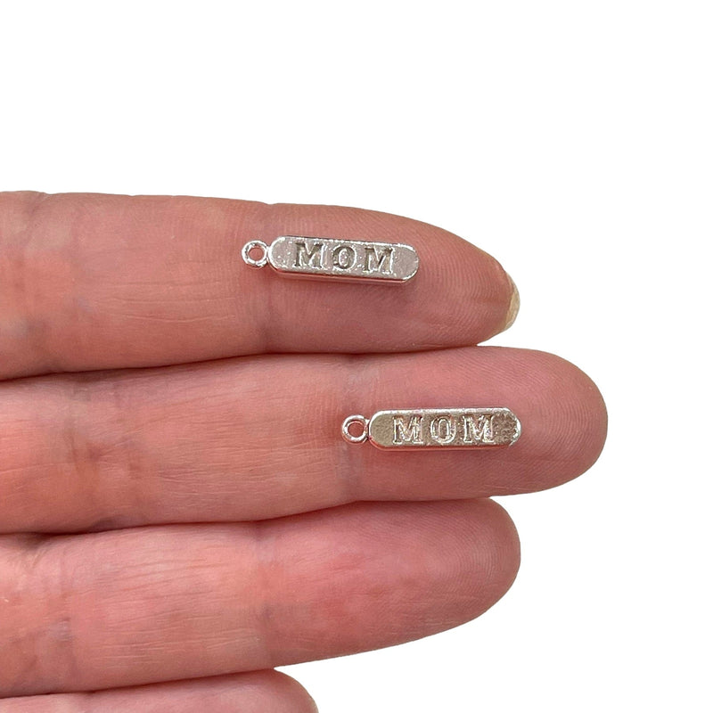 Silver Plated Brass Pill Bar Words Pendant, Words Charms, Love, Chill, Hope,Happy, Mom Charms