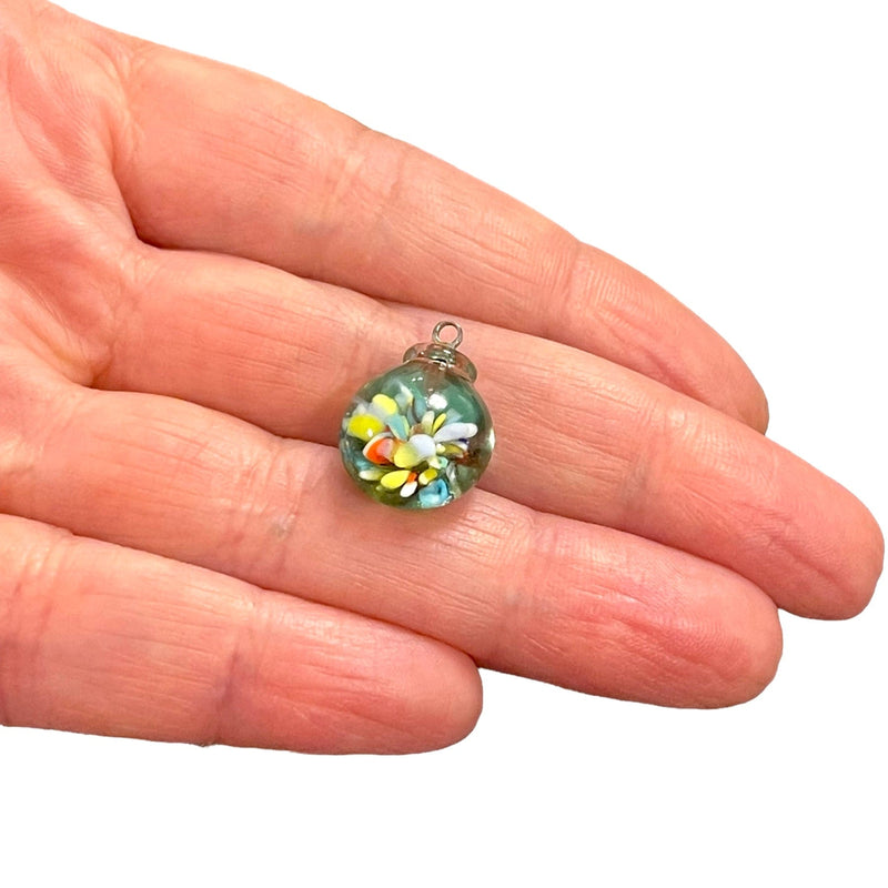 Hand Made Murano Glass Colorful Flower Charm