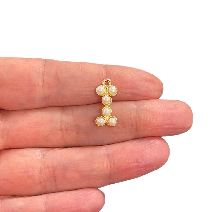 Initial Pendants, Initial Alphabet Letter Pendants, 24Kt Gold Plated White Pearl Style A to Z, Gold Initial Pendants, Initial Necklace