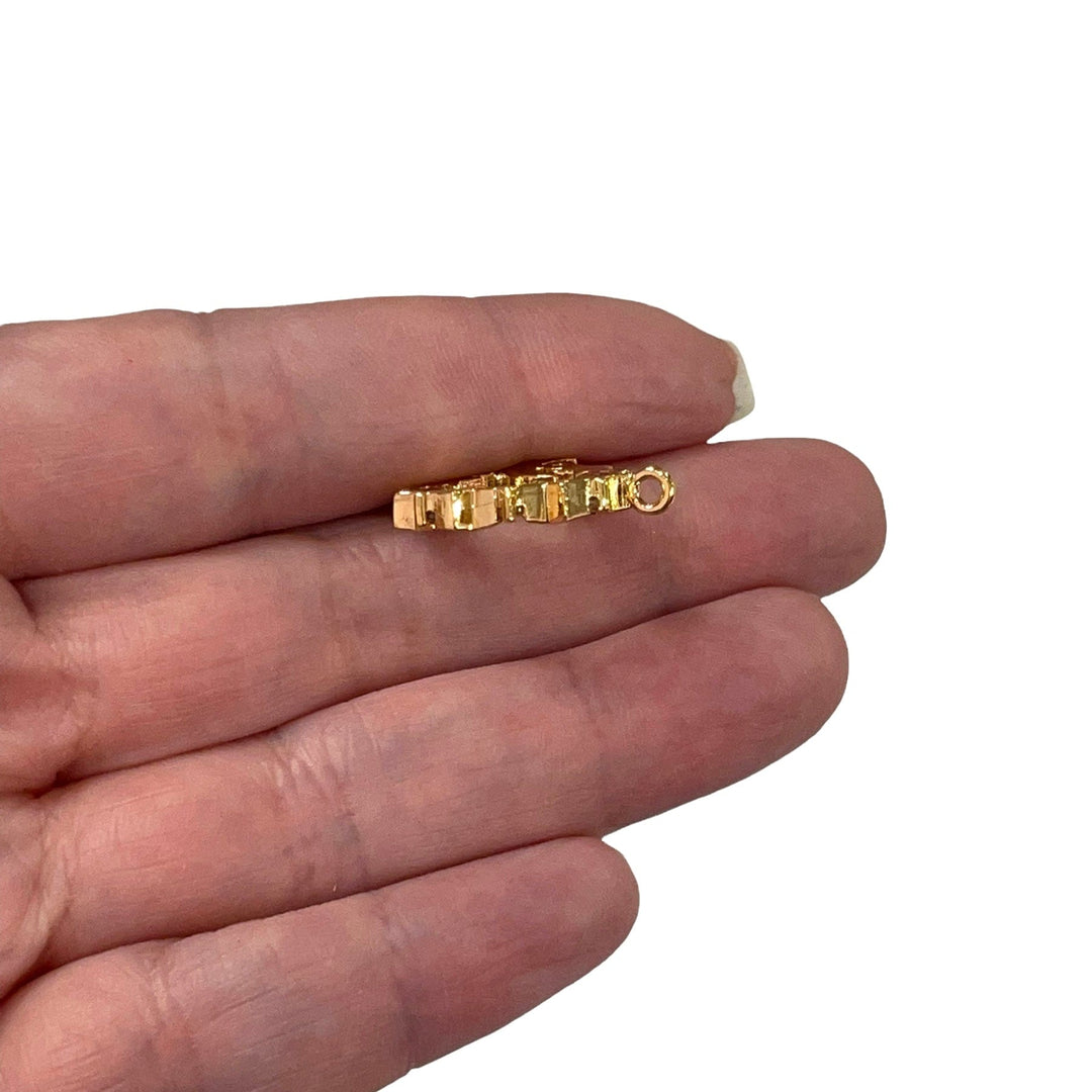 24Kt Gold Plated CZ Micro Pave Moon&amp;Stars Charm