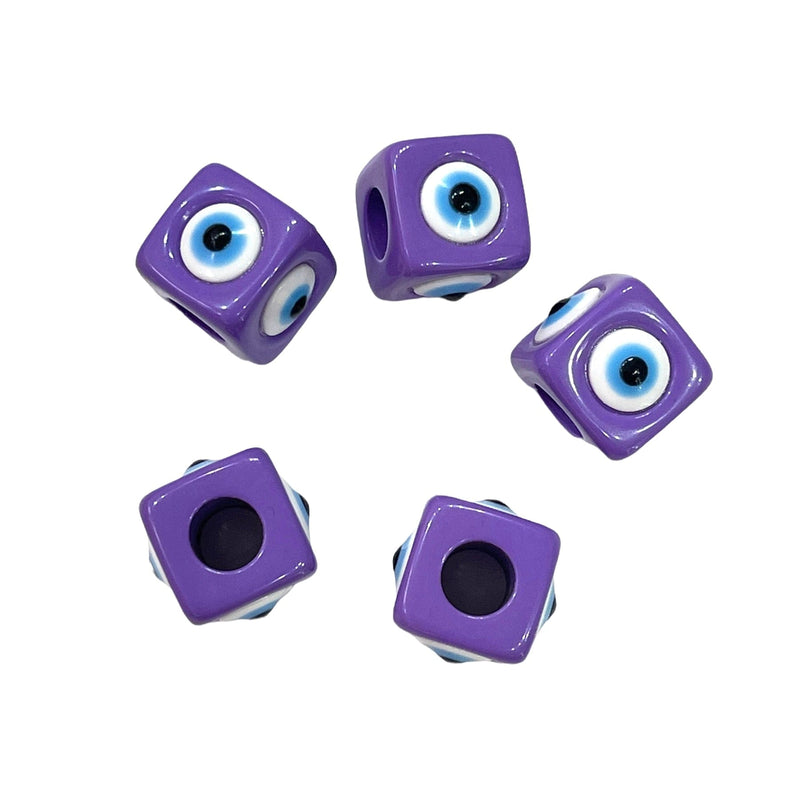 Large Hole Evil Eye Resin Beads, 15mm Beads, 7mm Hole, 5 Beads in a Pack