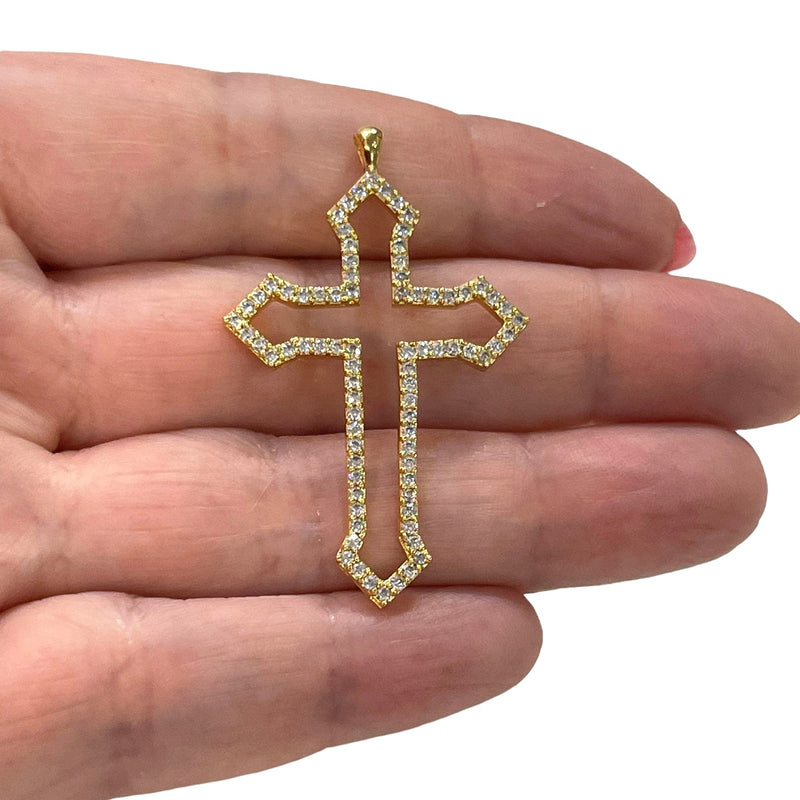 24Kt Gold Plated Stunning Cubic Zirconia Cross Crucifix Pendant