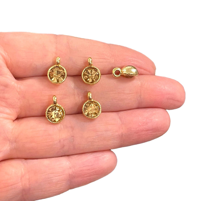 24Kt Gold Plated Topaz Swarovski Charms, 5 pcs in a pack