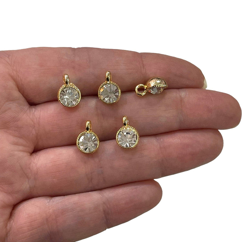 24Kt Gold Plated Clear Swarovski Charms, 5 pcs in a pack