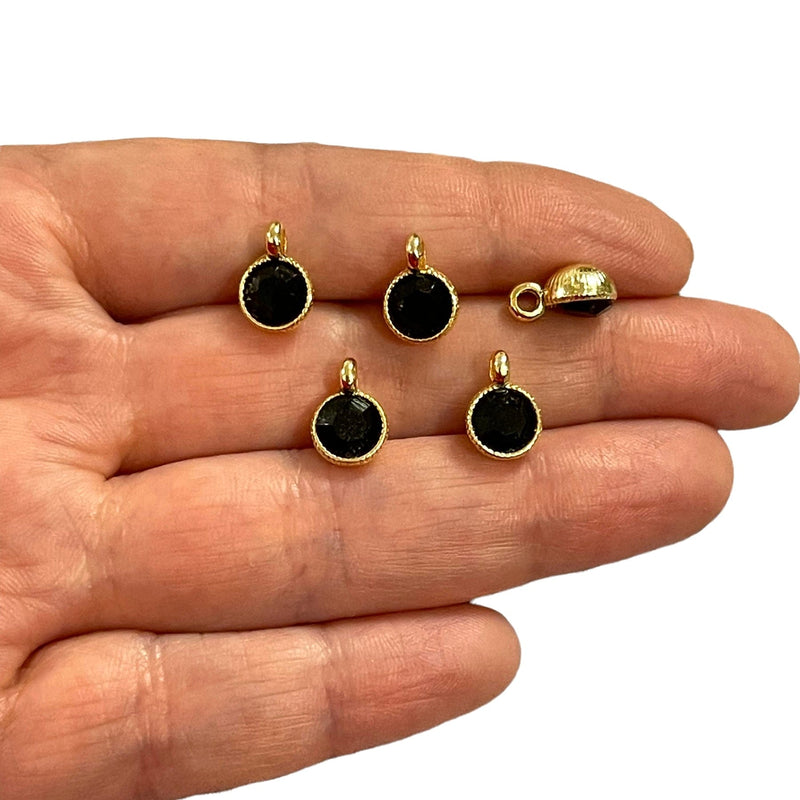 24Kt Gold Plated Black Swarovski Charms, 5 pcs in a pack