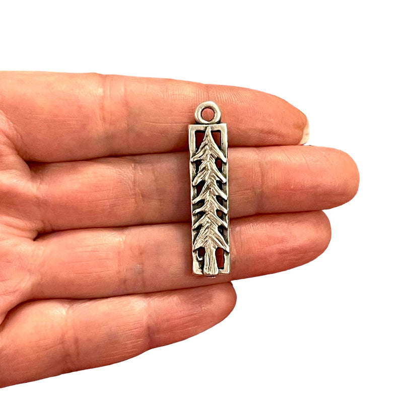 Antique Silver Plated Pine Tree Charms, Silver Pine Tree Charms, 2 pcs in a pack