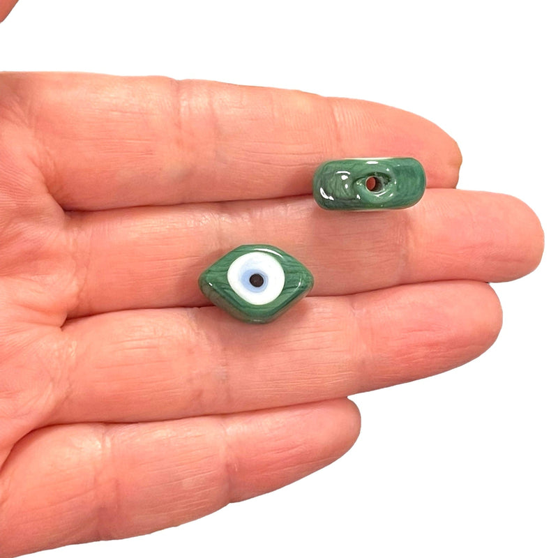 Hand Made Murano Glass Green Evil Eye Charm