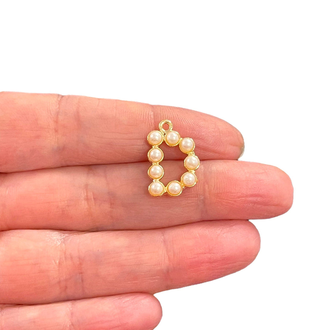 Initial Pendants, Initial Alphabet Letter Pendants, 24Kt Gold Plated White Pearl Style A to Z, Gold Initial Pendants, Initial Necklace