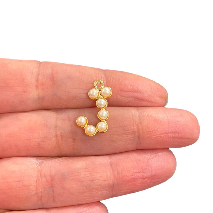 Initial Pendants, Initial Alphabet Letter Pendants, 24Kt Gold Plated White Pearl Style A to Z, Gold Initial Pendants, Initial Necklace