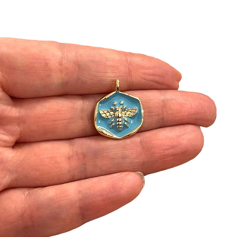 24Kt Gold Plated Blue Enamelled Bee Charm