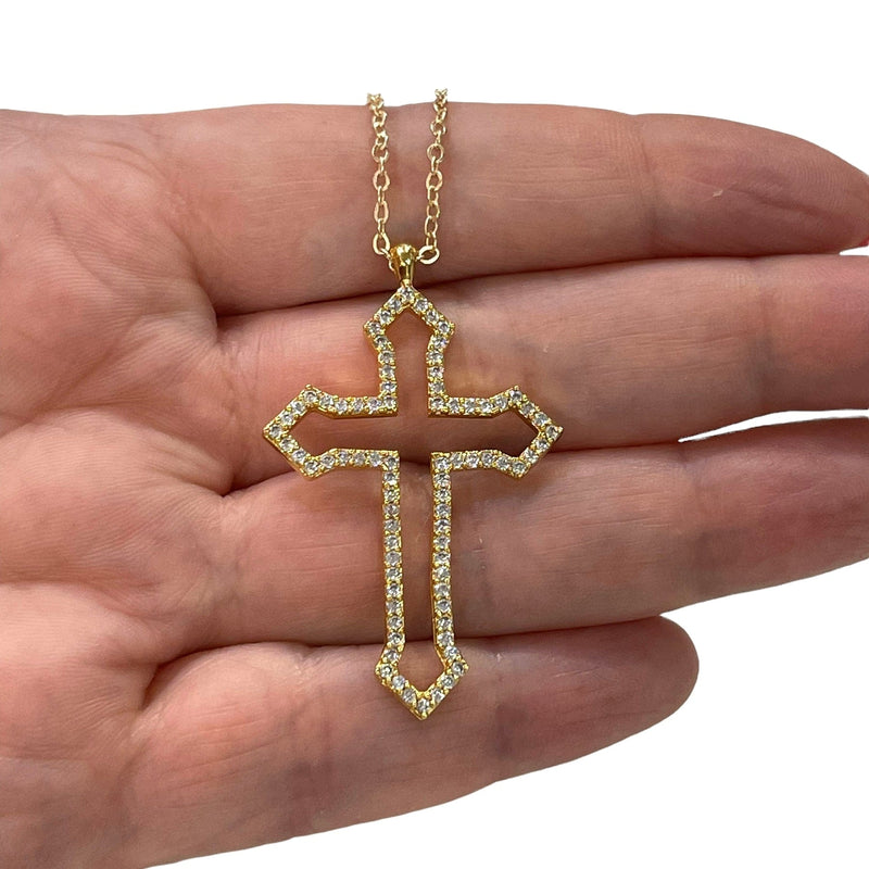 24Kt Gold Plated Stunning Cubic Zirconia Cross Crucifix Pendant