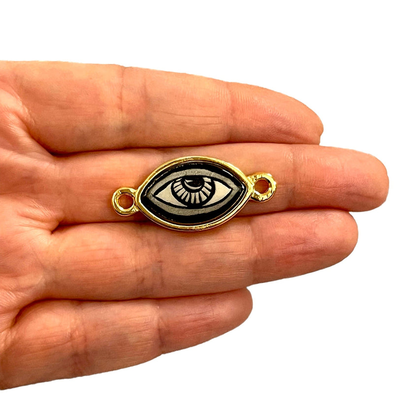 24Kt Gold Plated Hand Made&Paint Ceramic Eye Connector