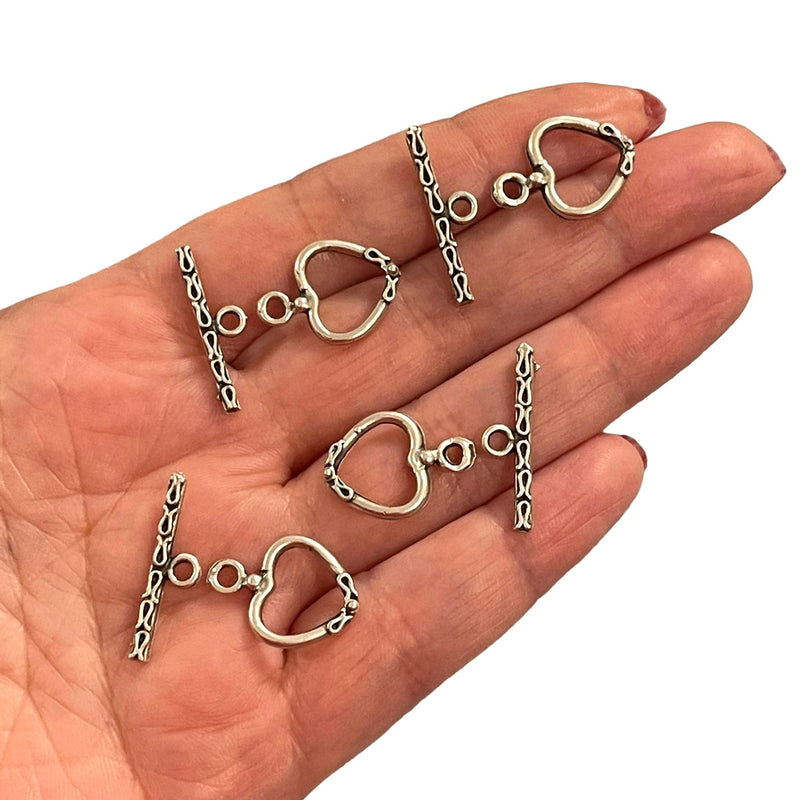 4 Sets Antique Silver Plated Toggle Clasps,