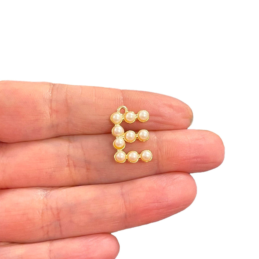 Initial Pendants, Initial Alphabet Letter Pendants, 24Kt Gold Plated White Pearl Style A to Z, Gold Initial Pendants, Initial Necklace