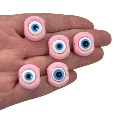 Perles de résine grand trou mauvais œil, perles de 20 mm, trou de 3,6 mm, 5 perles dans un paquet