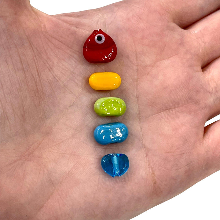Hand Made Murano Glass Beads, 5 Beads Set for making Murano Glass Fish Bone Charm