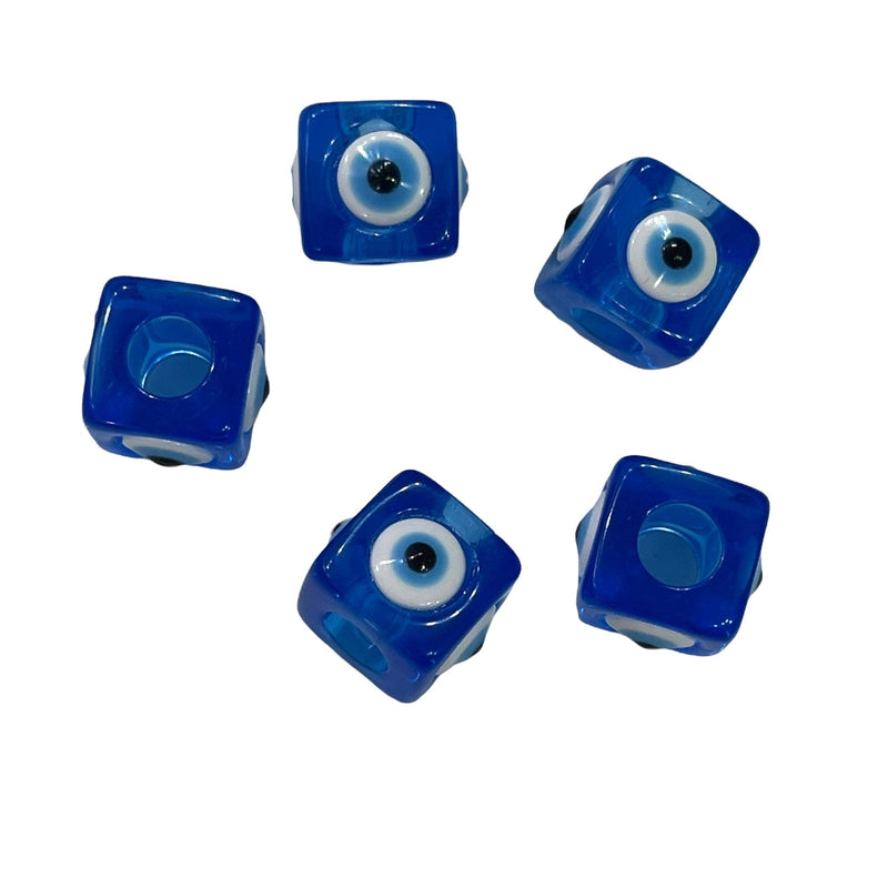 Large Hole Evil Eye Resin Beads, 15mm Beads, 7mm Hole, 5 Beads in a Pack