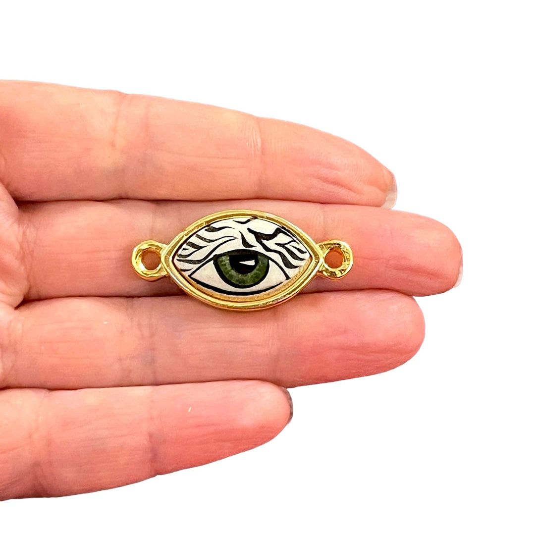 24Kt Gold Plated Hand Made&amp;Paint Ceramic Eye Connector
