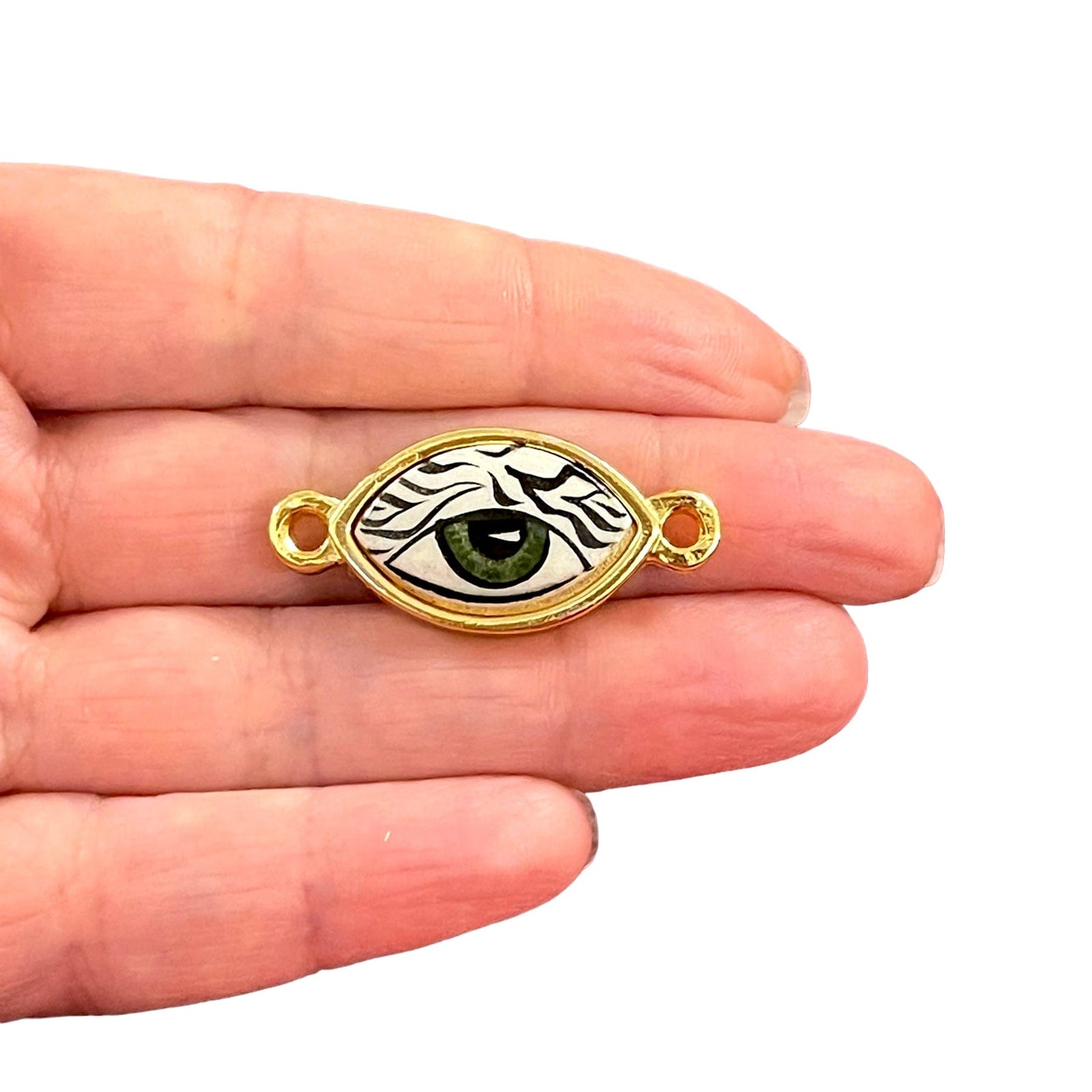 24Kt Gold Plated Hand Made&Paint Ceramic Eye Connector