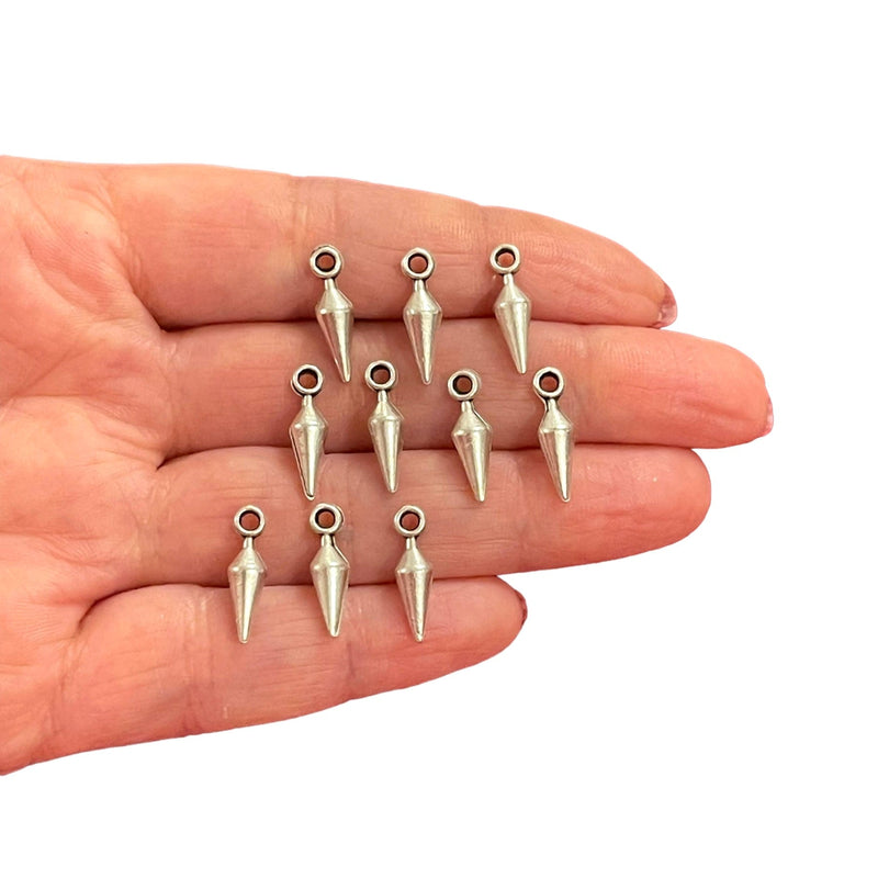 Antique Silver Plated Drop Charms, 10 pcs in a pack