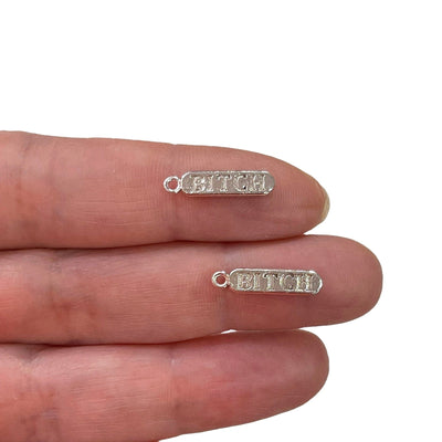 Silver Plated Brass Pill Bar Words Pendant, Words Charms, Love, Chill, Hope,Happy, Mom Charms