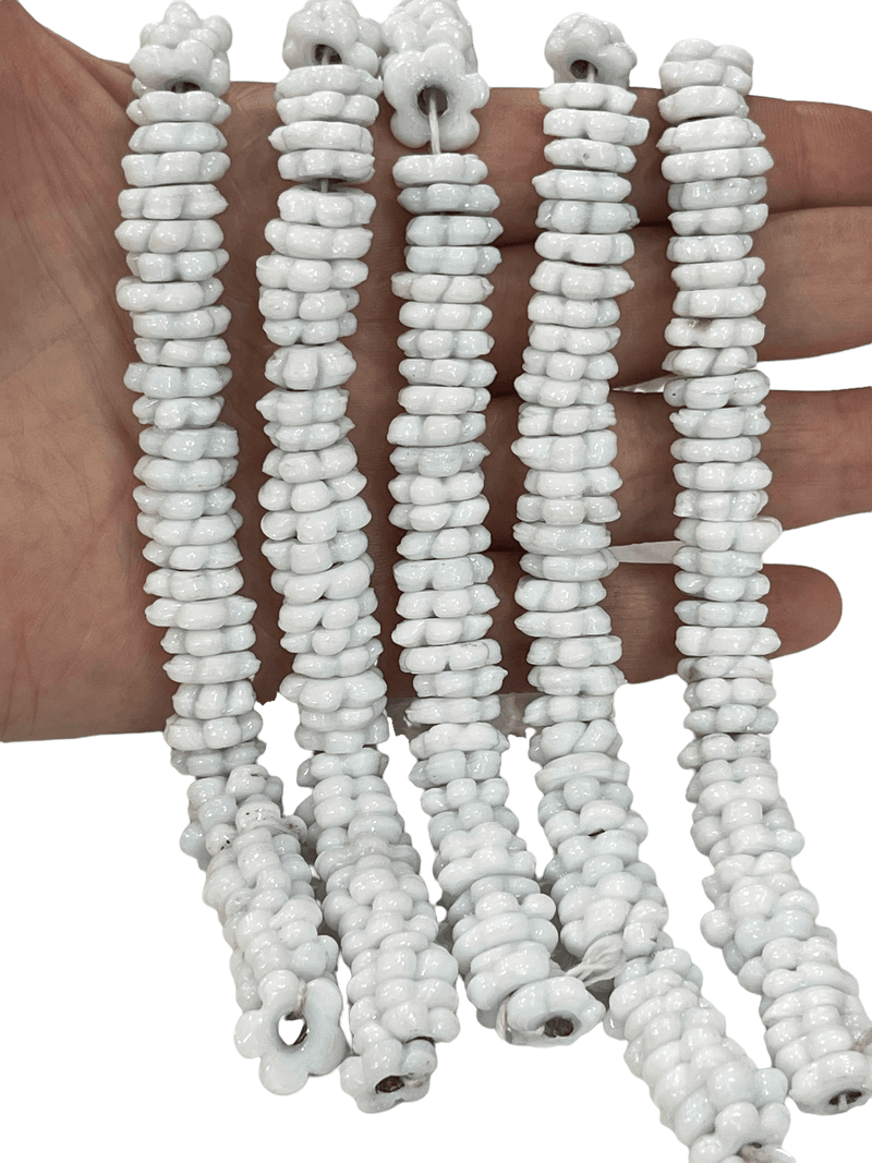 NEW,Hand Made Murano Glass Large Hole Flower Beads, 50 Beads