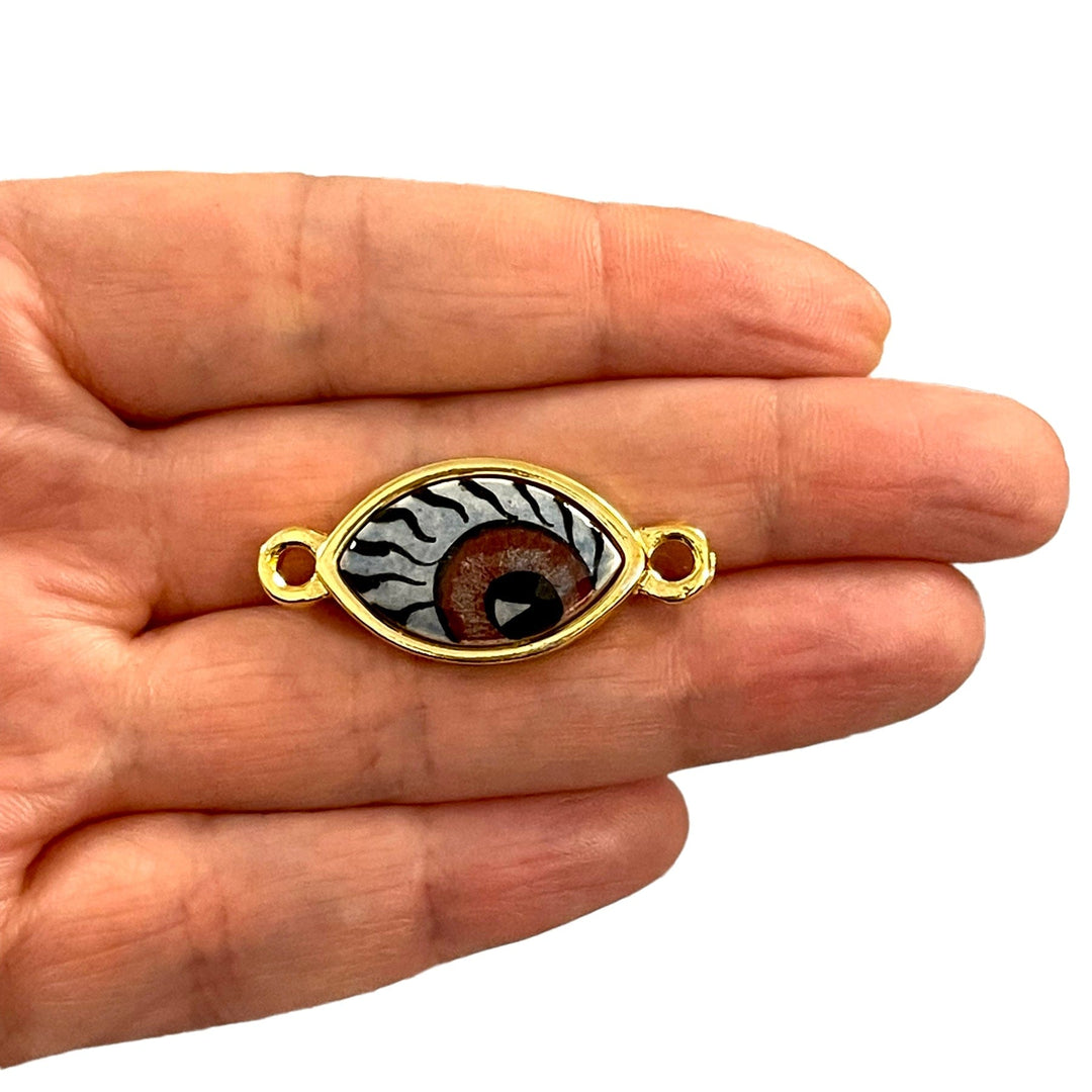 24Kt Gold Plated Hand Made&amp;Paint Ceramic Eye Connector