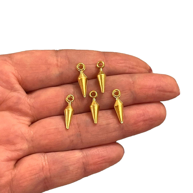 24Kt Matte Gold Plated Drop Charms, 5 pcs in a pack