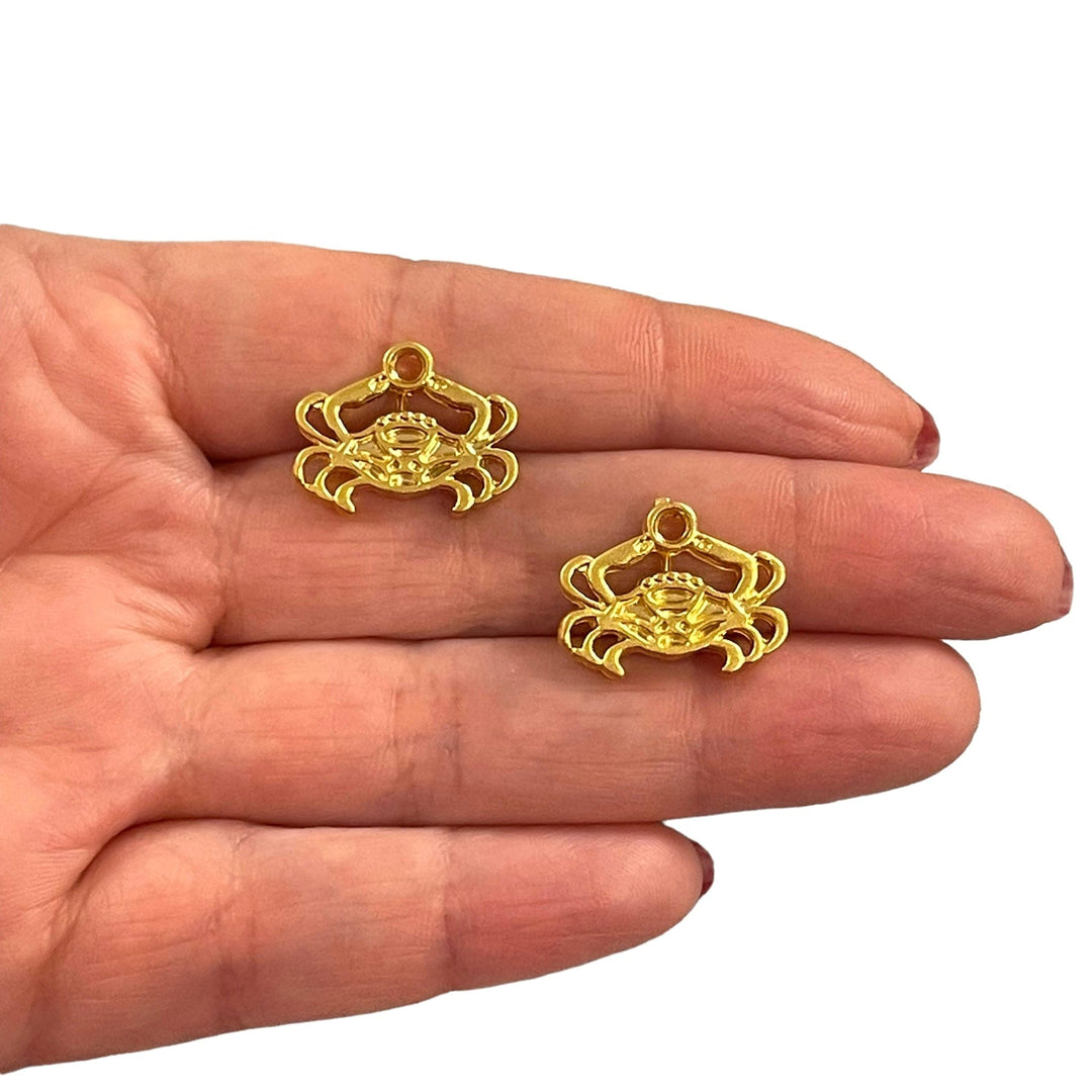 24Kt Matte Gold Plated Crab Charms, 1 pcs in a pack