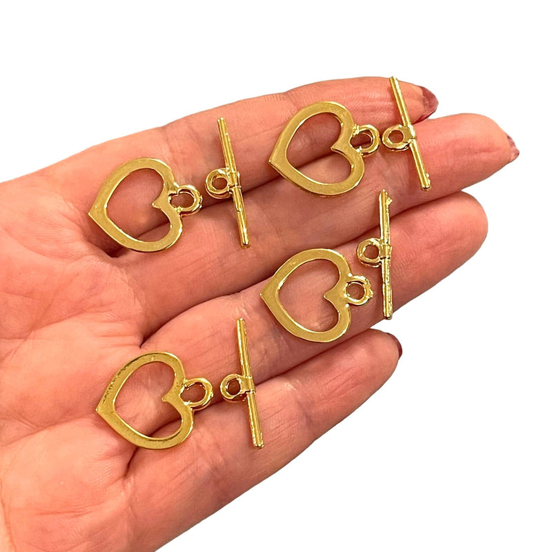 4 Sets 24Kt Shiny Gold Plated Toggle Clasps,