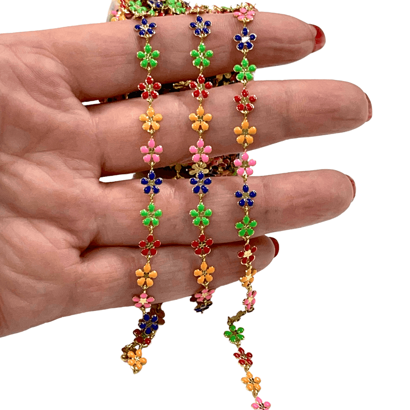 Flower Rosary Chain, 24Kt Gold Plated Rosary Chain,