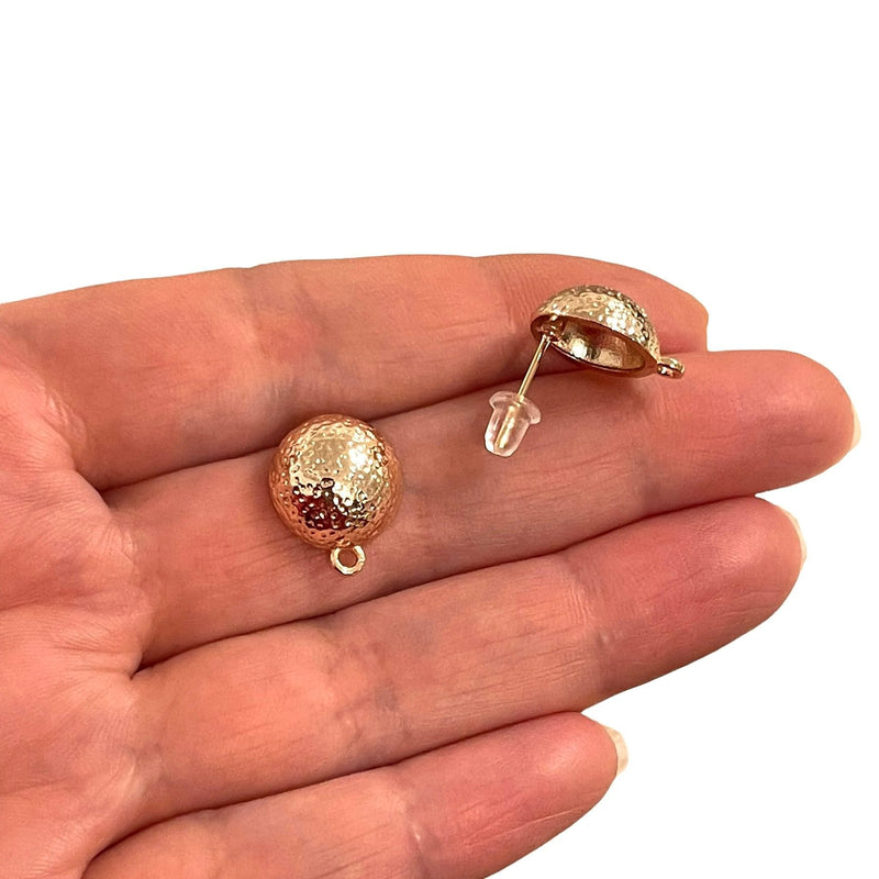 Rose Gold Plated Brass Drop Stud Earrings, 2 pcs in a pack,
