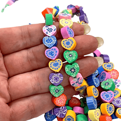 10mm Polymer Clay Heart Charms,10 Beads in a Pack