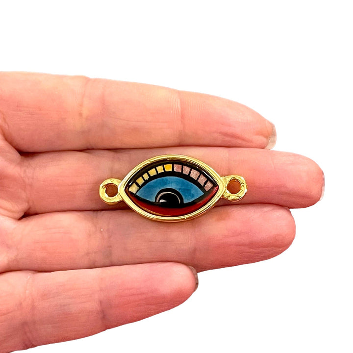 24Kt Gold Plated Hand Made&amp;Paint Ceramic Eye Connector