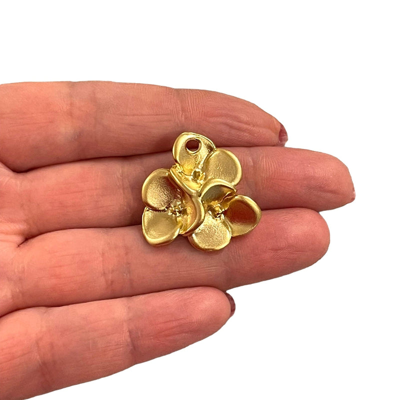 24Kt Matte Gold Plated Flower Charm