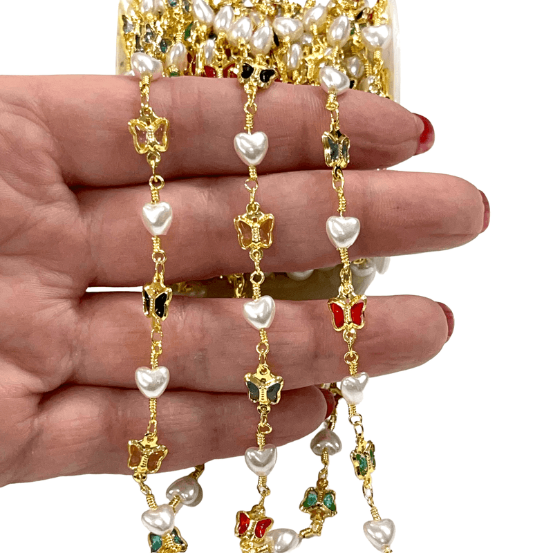 Heart Rosary Chain, 24Kt Gold Plated Rosary Chain,