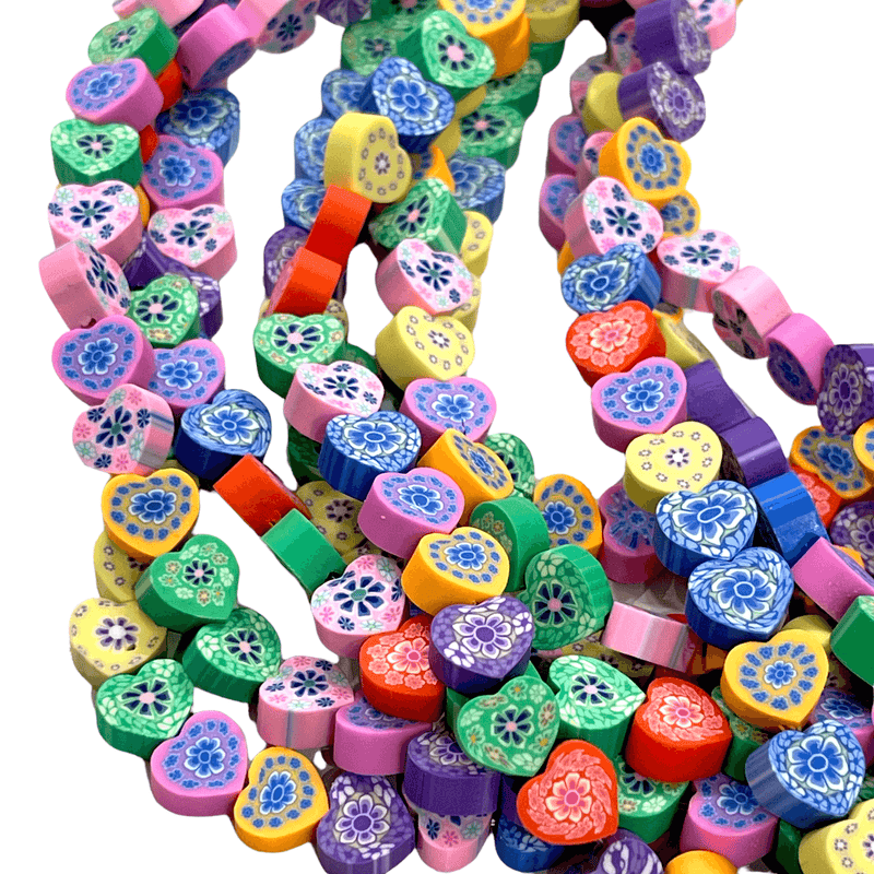 10mm Polymer Clay Heart Charms,10 Beads in a Pack