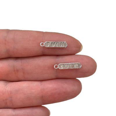 Silver Plated Brass Pill Bar Words Pendant, Words Charms, Love, Chill, Hope,Happy, Mom Charms