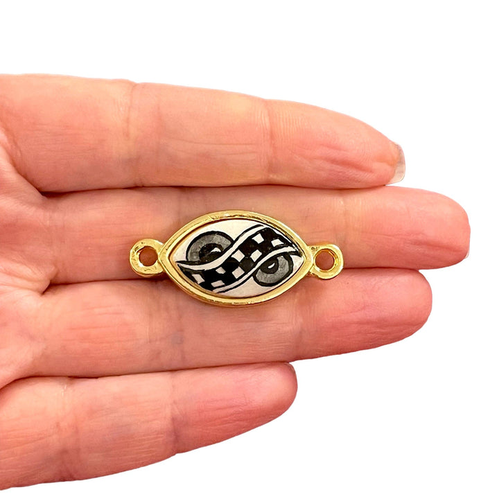 24Kt Gold Plated Hand Made&amp;Paint Ceramic Eye Connector