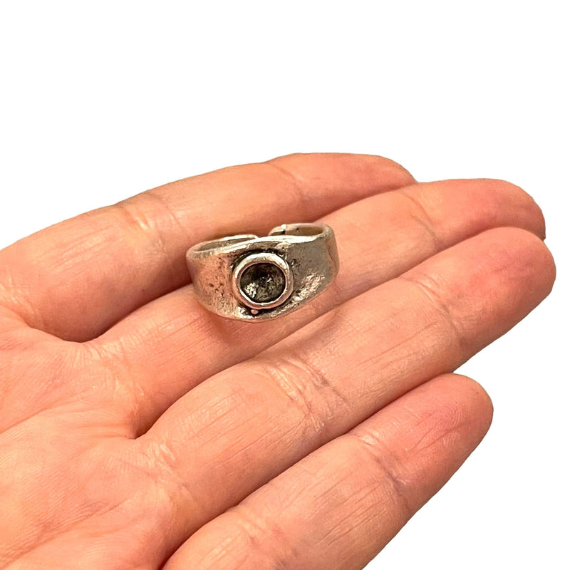 Réglage de bague en argent, anneau réglable en laiton plaqué argent antique blanc, lunette de bague réglable