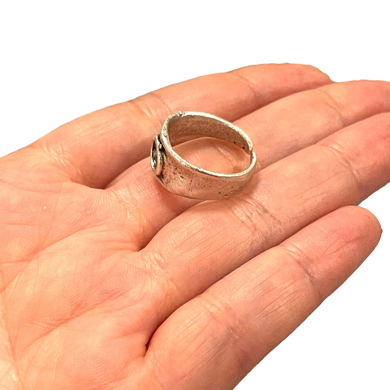 Réglage de bague en argent, anneau réglable en laiton plaqué argent antique blanc, lunette de bague réglable