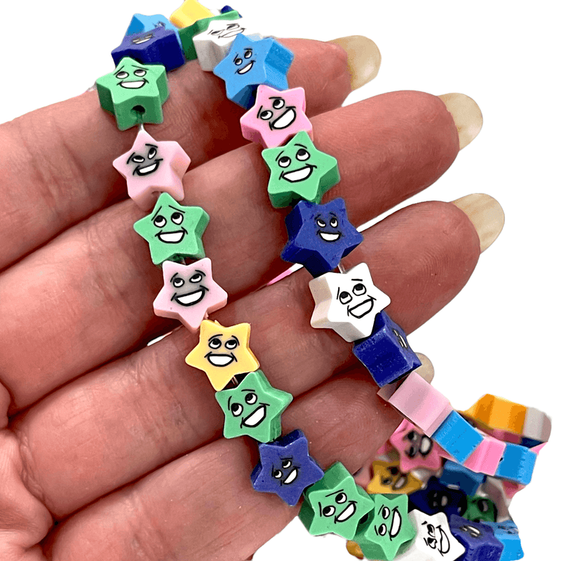 10mm Polymer Clay Star Charms,10 Beads in a Pack