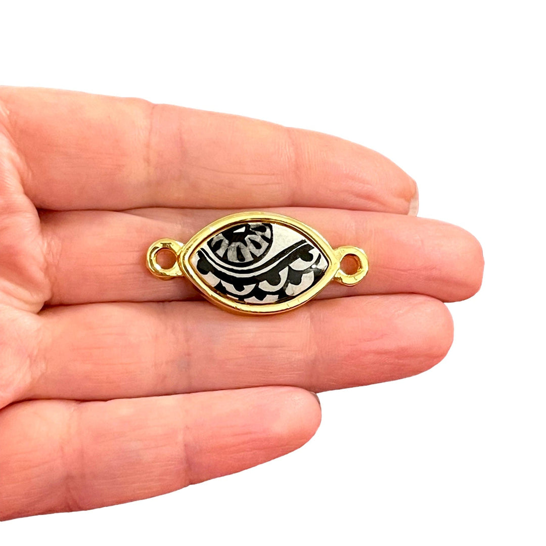 24Kt Gold Plated Hand Made&amp;Paint Ceramic Eye Connector