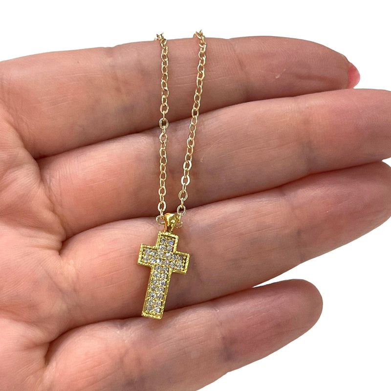 24Kt Gold Plated Stunning Cubic Zirconia Cross Pendant