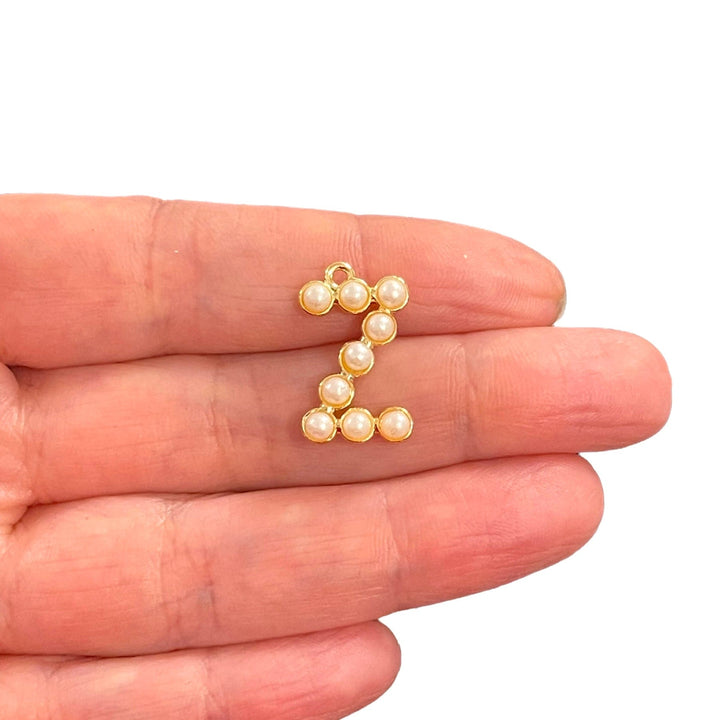 Initial Pendants, Initial Alphabet Letter Pendants, 24Kt Gold Plated White Pearl Style A to Z, Gold Initial Pendants, Initial Necklace