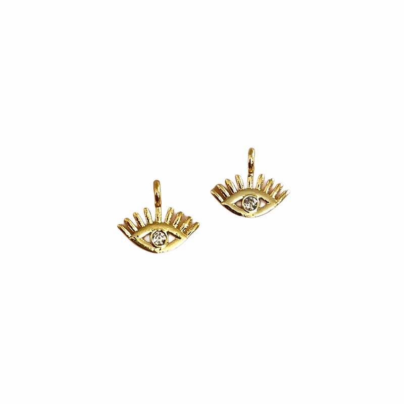 24Kt Shiny Gold Plated Brass Zirconia Charms, 2 pcs in a pack
