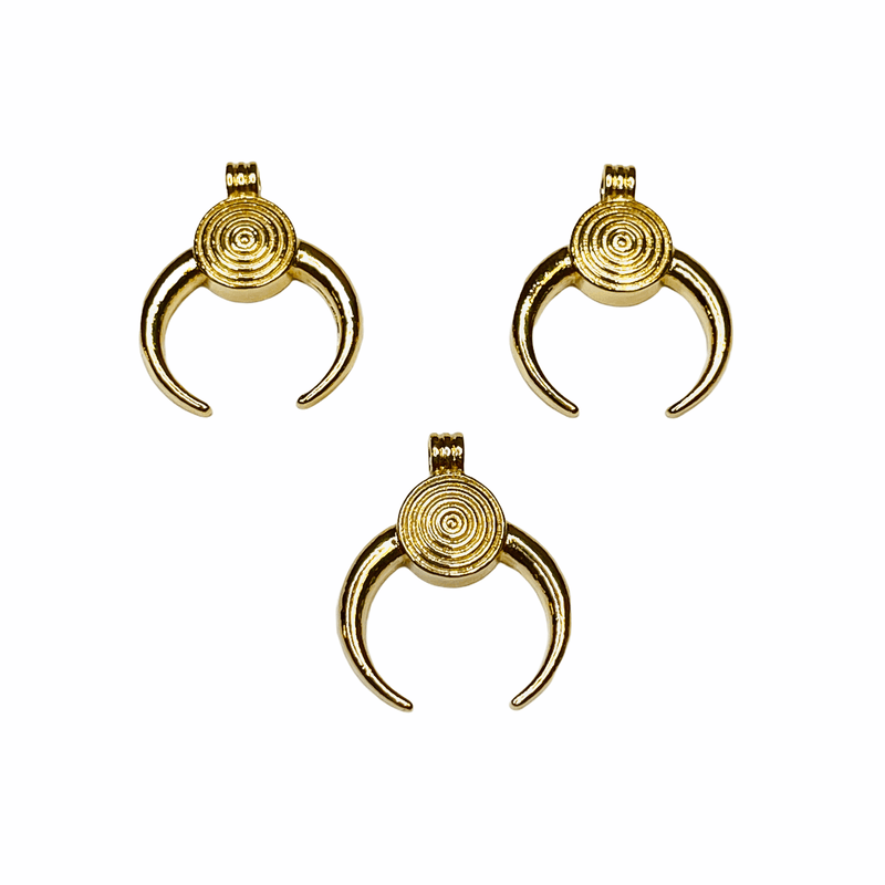 24Kt Shiny Gold Plated Brass Crescent Charms, 23x19mm, 3 pcs in a pack
