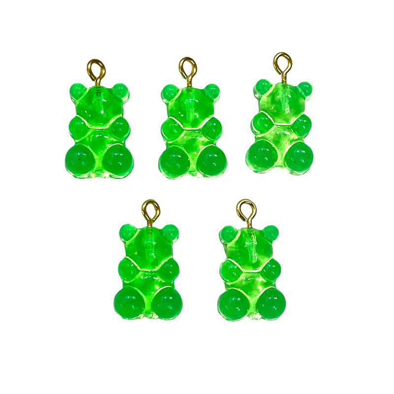 5 pcs in a pack, Jelly Bear Charms, Gummy Bear Resin With Loop, Jelly Bear Shaped Resin Charms  12x22mm,