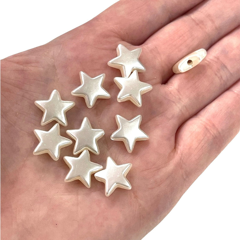 Ivory Color Acrylic Star 14mm Beads with 1.8mm Hole, 50 Gr Pack-160 Beads