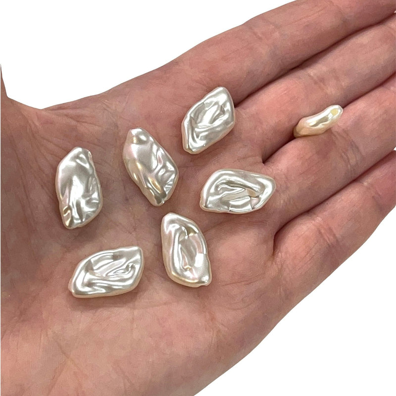 Elfenbeinfarbene Barockperlen aus Acryl, 20 x 10 mm, Perlen mit 1,2 mm Loch, 50 g, 90 Perlen